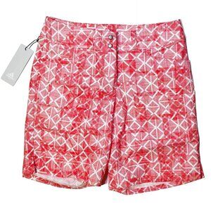Adidas Golf Women’s Printed Shorts Size 0 Red White Geometric NWT